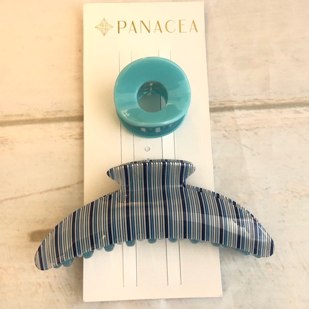 ❌Panacea Womens Hair Accessories 2 Clip Jaw Blue Stripes
